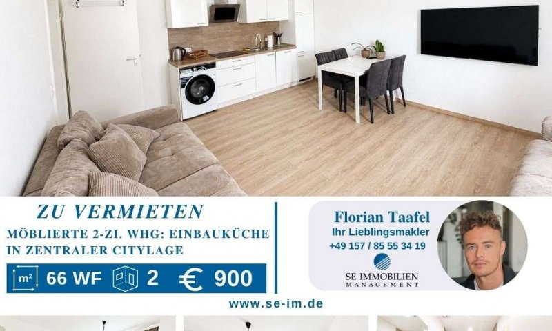 Hochwertig möblierte 2-Zimmer-Wohnung mit Einbauküche in zentraler Citylage
