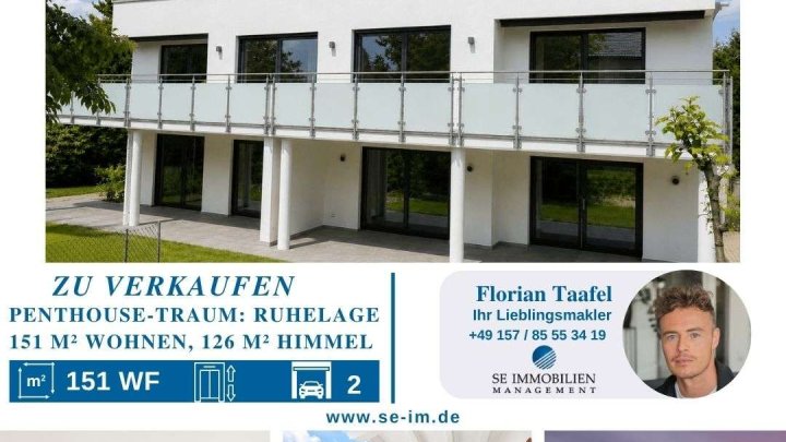 Penthouse-Traum in absoluter Ruhelage – 151 m² Wohnen, 126 m² Himmel und Blick bis zu den Vogesen