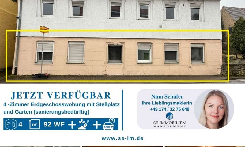 Sanierungsbedürftige 4-Zimmer Wohnung -             Start frei für ihr Projekt!