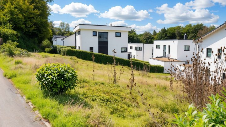 Eines der letzten Grundstücke im Neubaugebiet