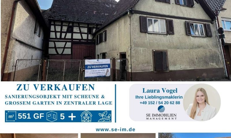 Sanierungsobjekt mit Scheune & großem Garten in zentraler Lage zu verkaufen